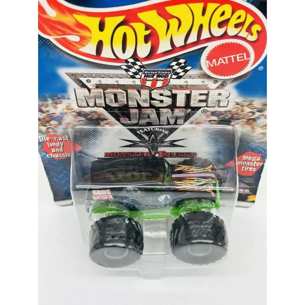 Hot Wheels Grave Digger 2000 Long Card Monster Jam Hot Rod Association 28070 New